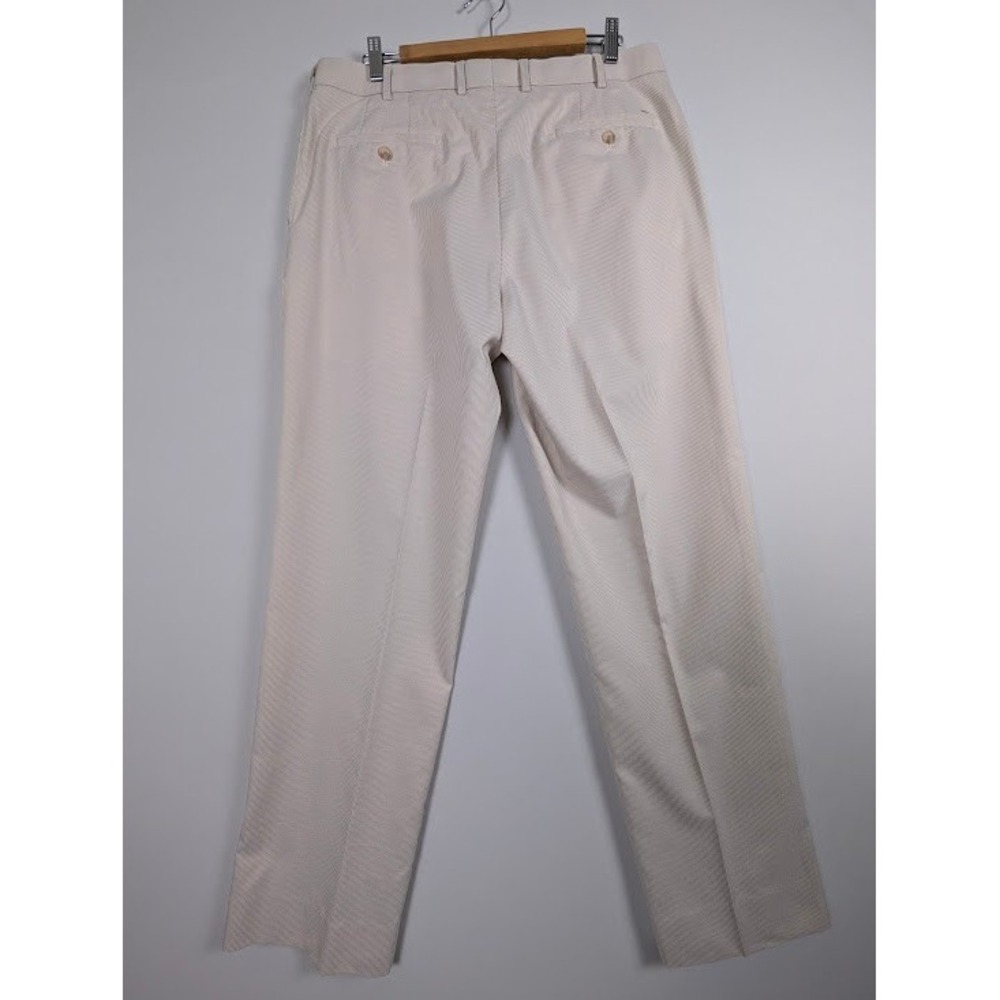 Peter Millar Golf Pants Mens 36x31 Tan/White Micro Seersucker Lightweight Preppy - Picture 2 of 9